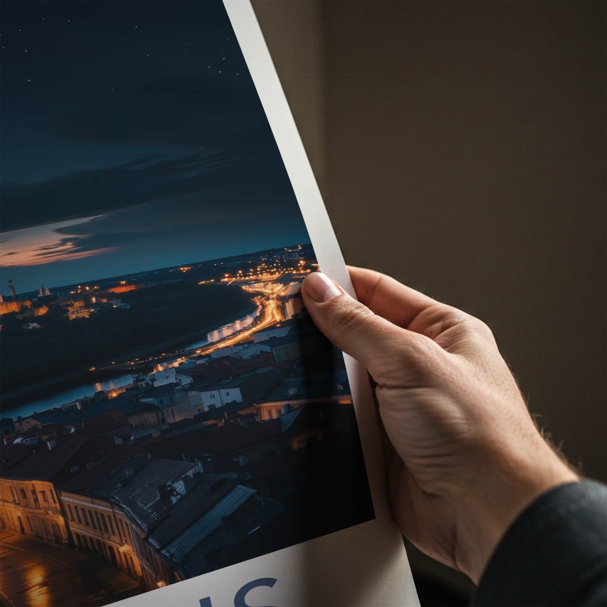 Vilnius Poster - Lithuania Travel Art - Illuminated City Night Home Decor