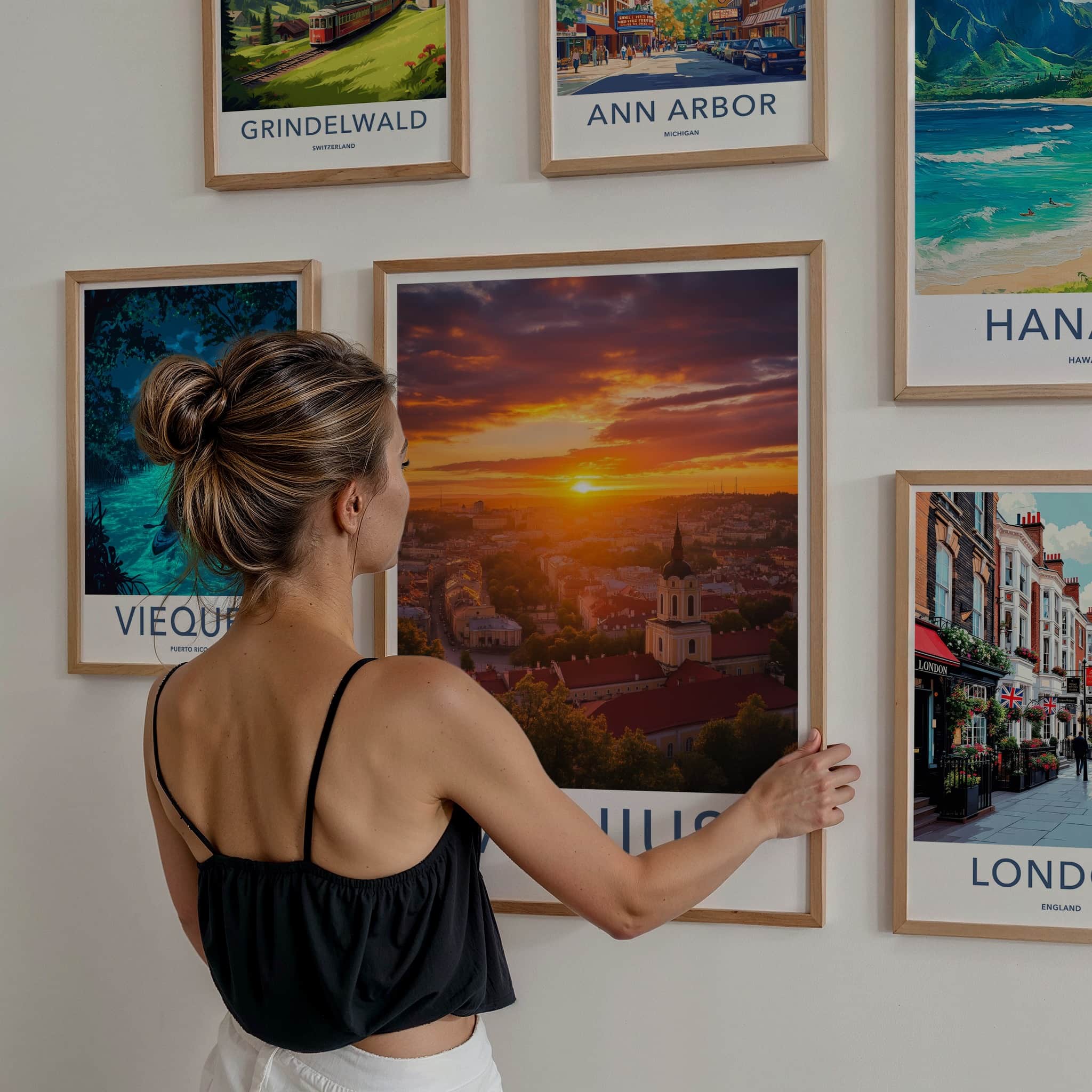 Vilnius Poster - Lithuania Wall Art - Dramatic Sunset City Home Decor
