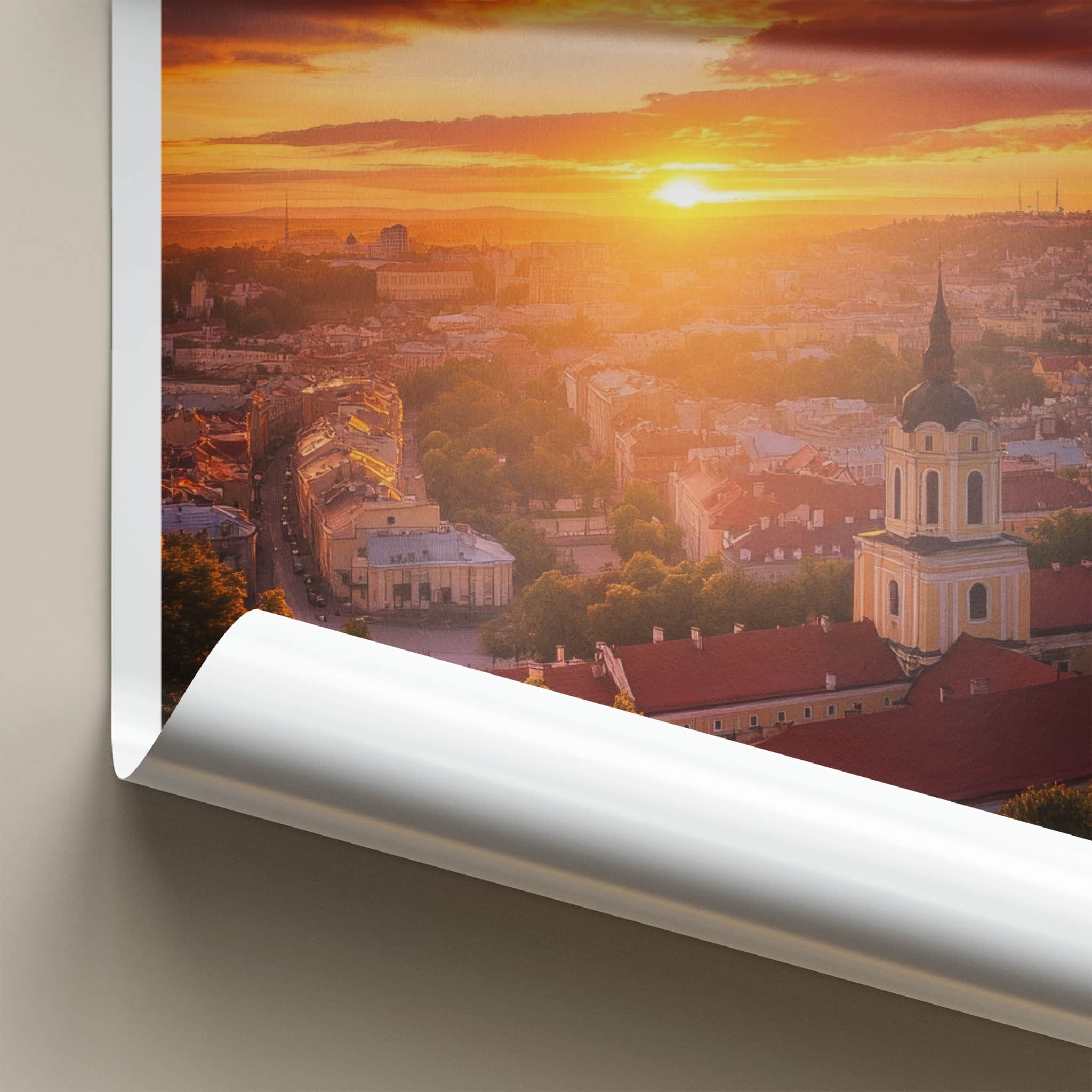 Vilnius Poster - Lithuania Wall Art - Dramatic Sunset City Home Decor
