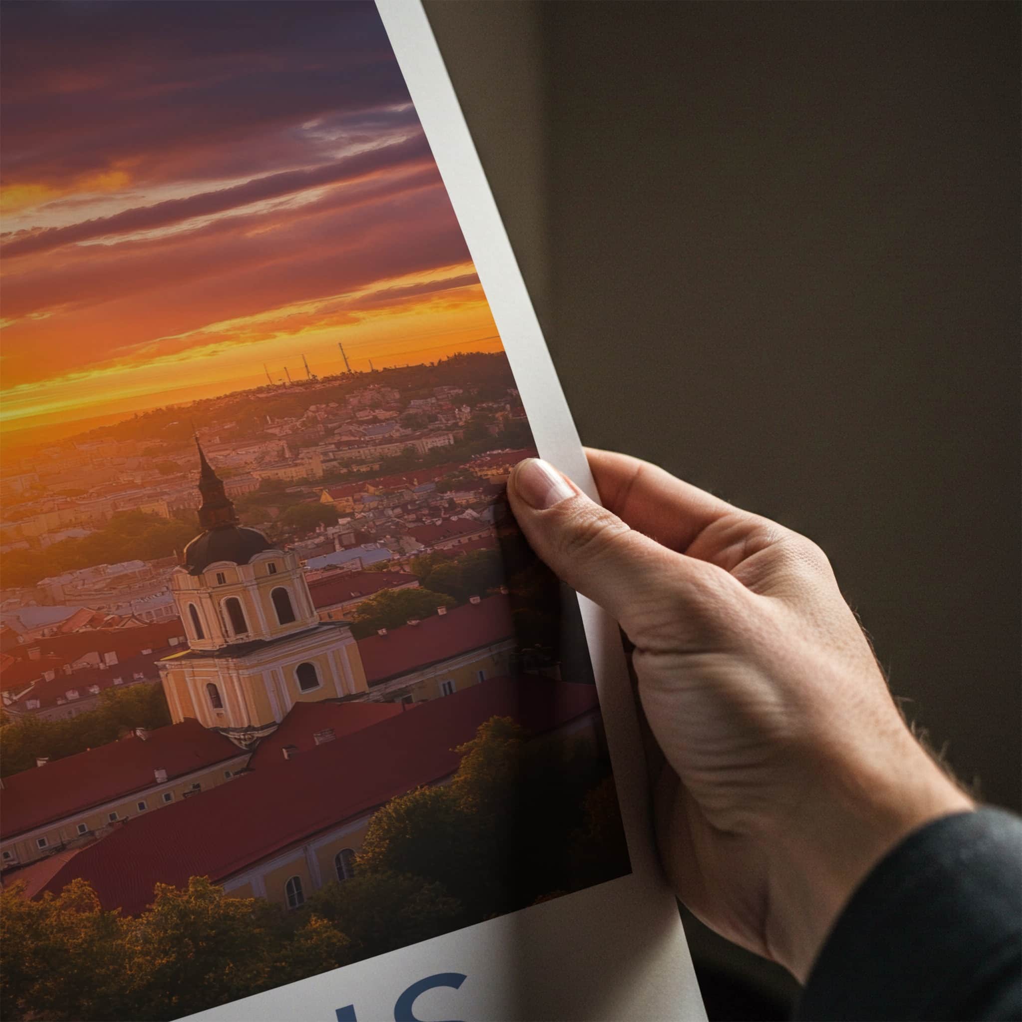 Vilnius Poster - Lithuania Wall Art - Dramatic Sunset City Home Decor