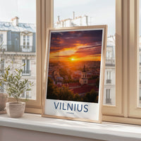 Vilnius Poster - Lithuania Wall Art - Dramatic Sunset City Home Decor
