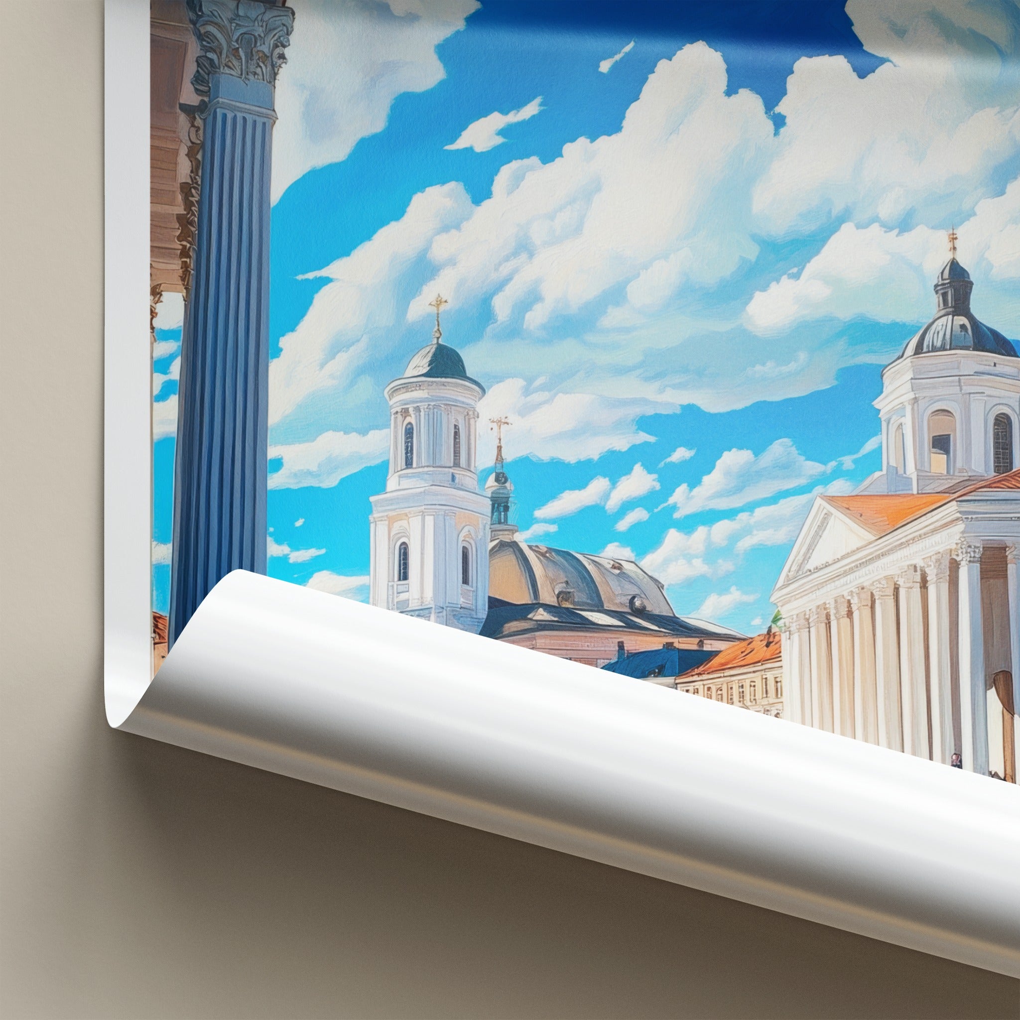 Vilnius Poster - Lithuania Wall Art - Grand Square Churches Home Decor