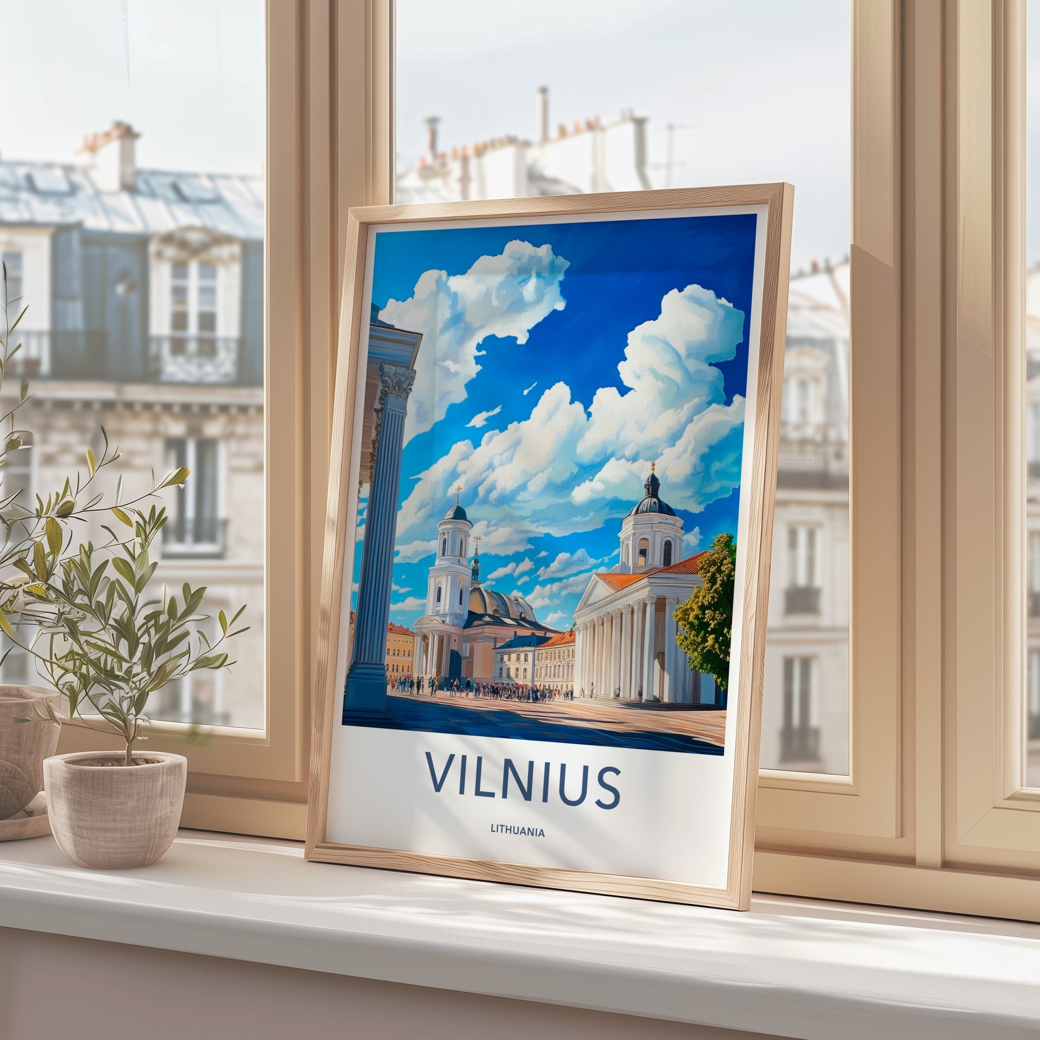 Vilnius Poster - Lithuania Wall Art - Grand Square Churches Home Decor