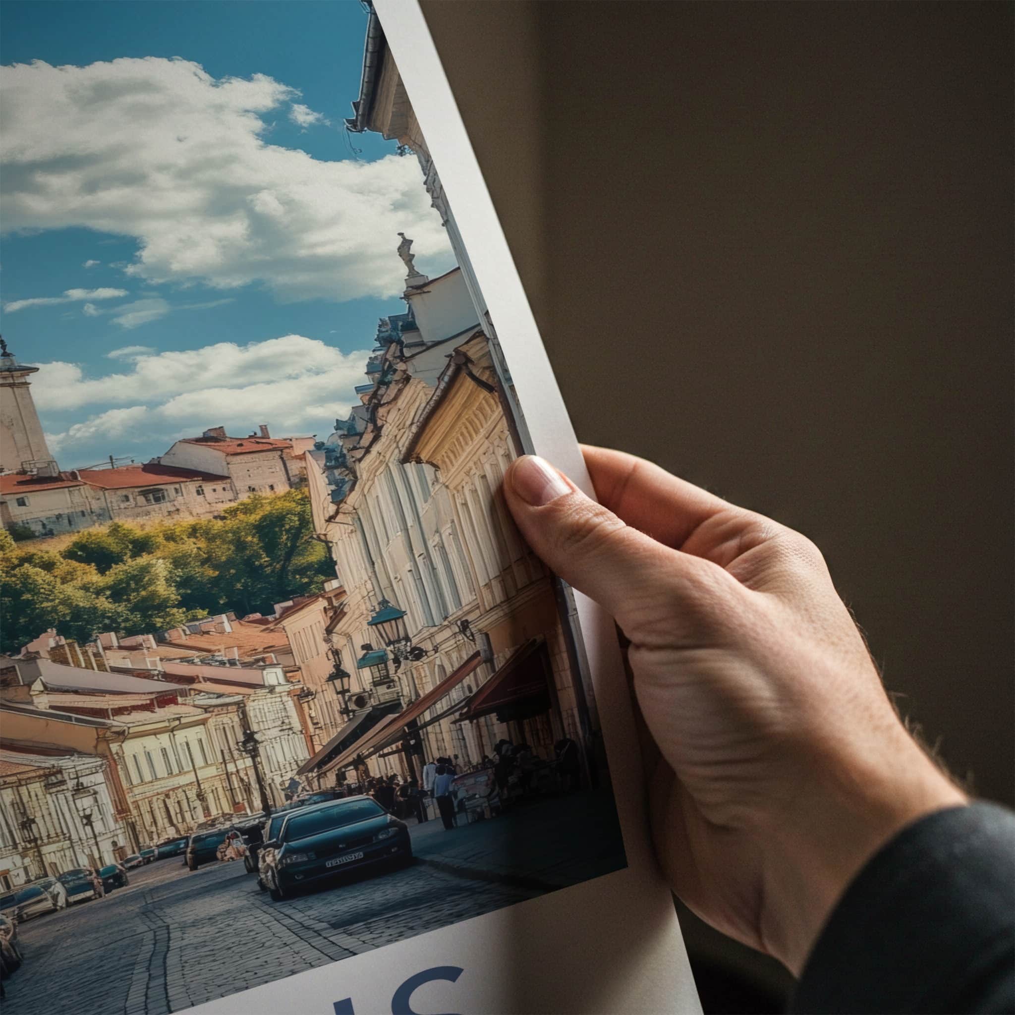 Vilnius Poster - Lithuania Wall Art - Hilly Street Tower Home Decor