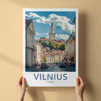 Vilnius Poster - Lithuania Wall Art - Hilly Street Tower Home Decor