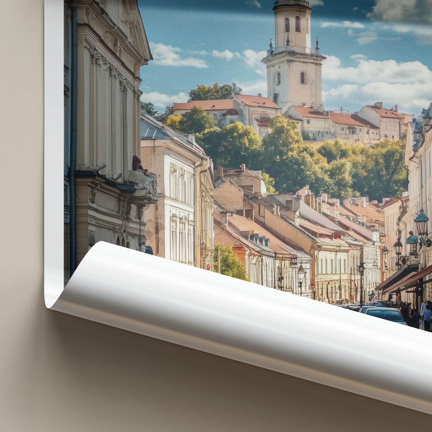 Vilnius Poster - Lithuania Wall Art - Hilly Street Tower Home Decor