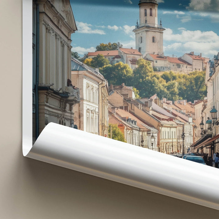 Vilnius Poster - Lithuania Wall Art - Hilly Street Tower Home Decor