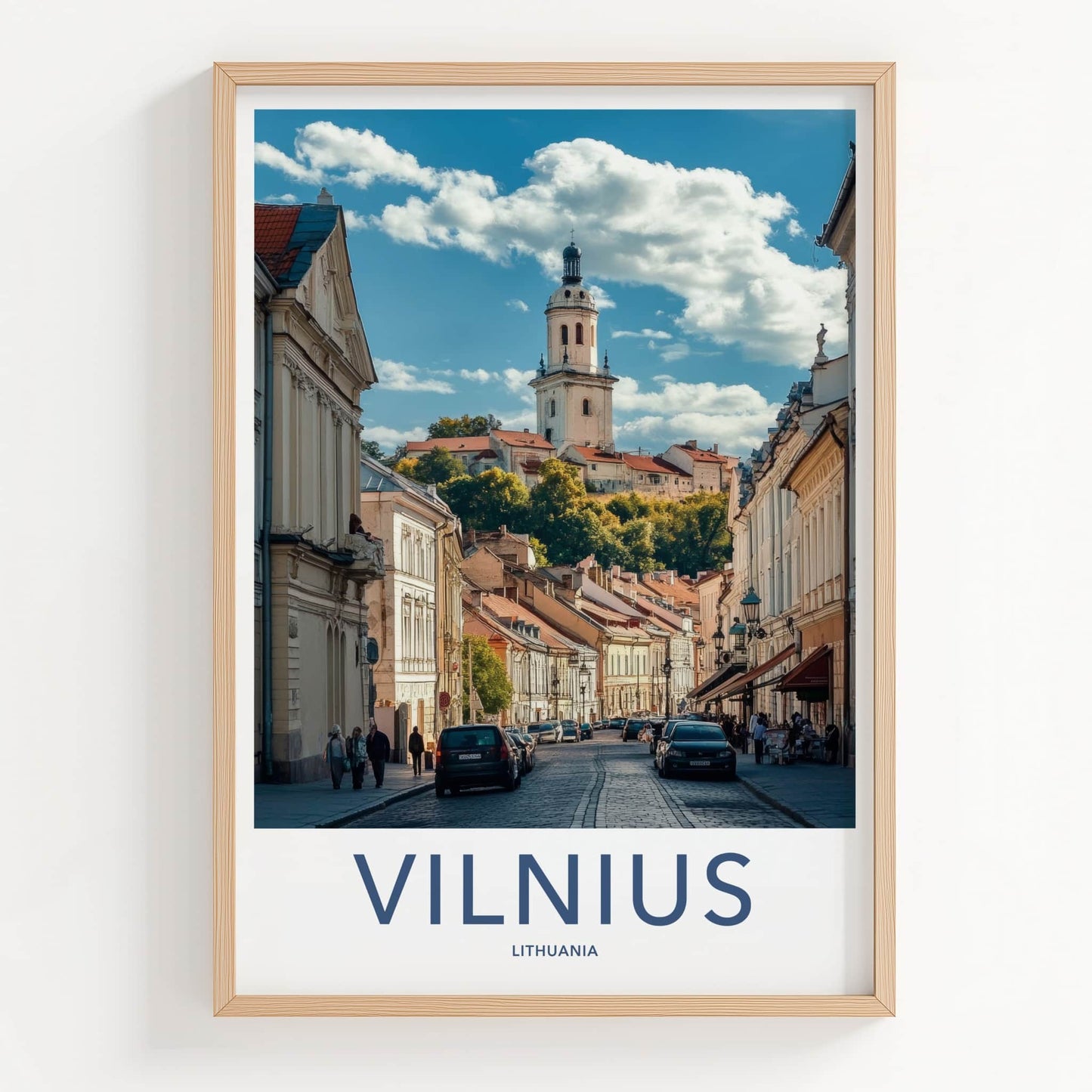 Vilnius Poster - Lithuania Wall Art - Hilly Street Tower Home Decor