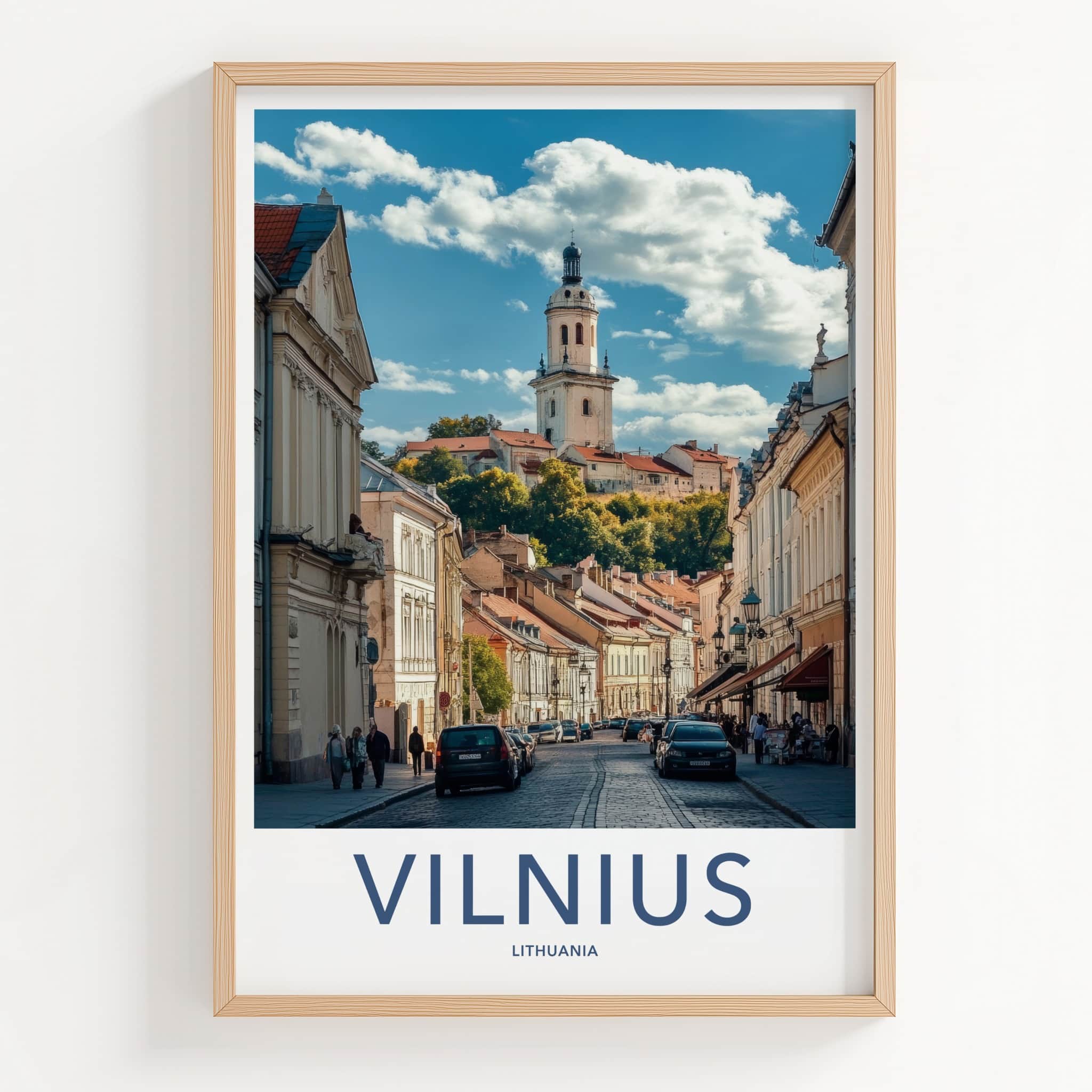 Vilnius Poster - Lithuania Wall Art - Hilly Street Tower Home Decor