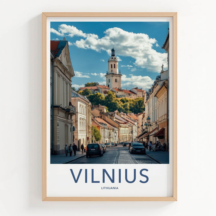 Vilnius Poster - Lithuania Wall Art - Hilly Street Tower Home Decor