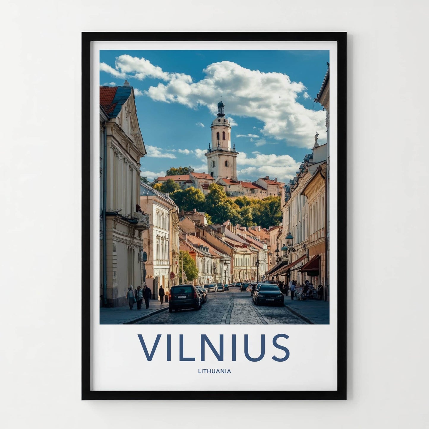 Vilnius Poster - Lithuania Wall Art - Hilly Street Tower Home Decor