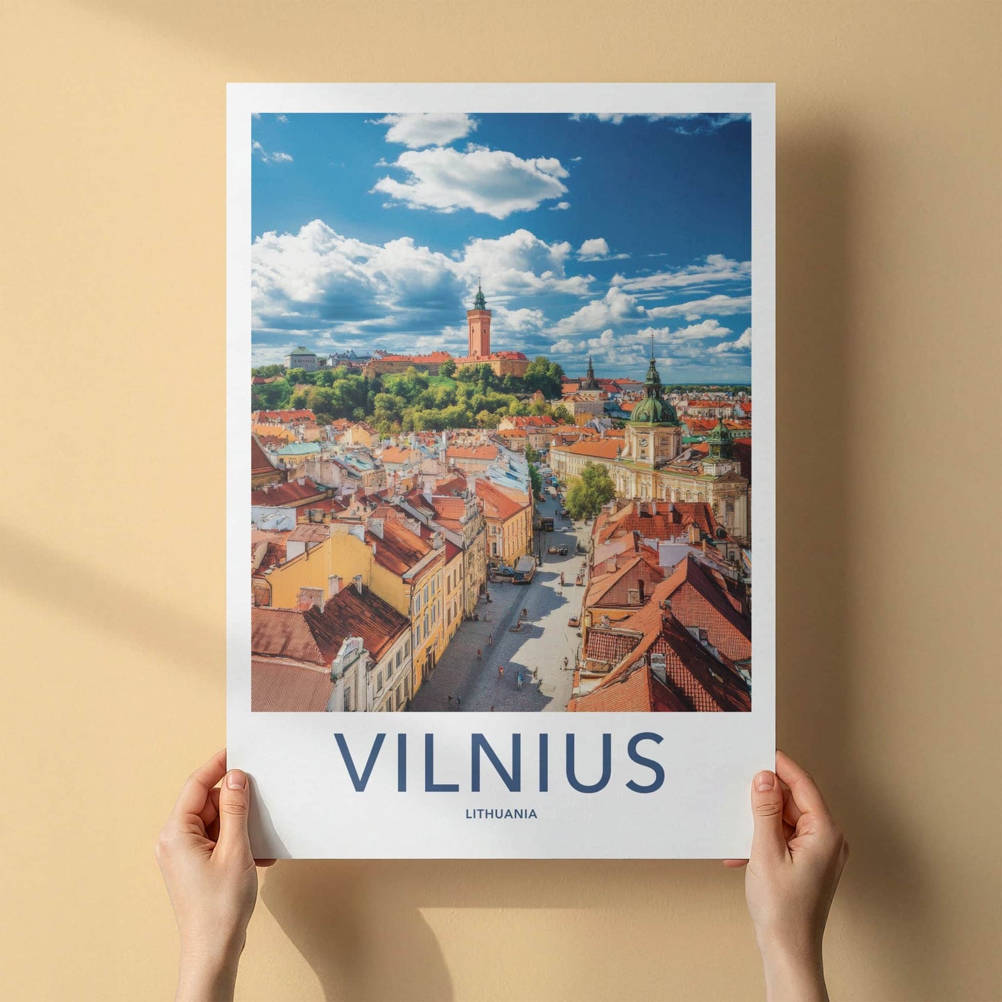 Vilnius Poster - Lithuania Wall Art - Old Town Rooftops Home Decor