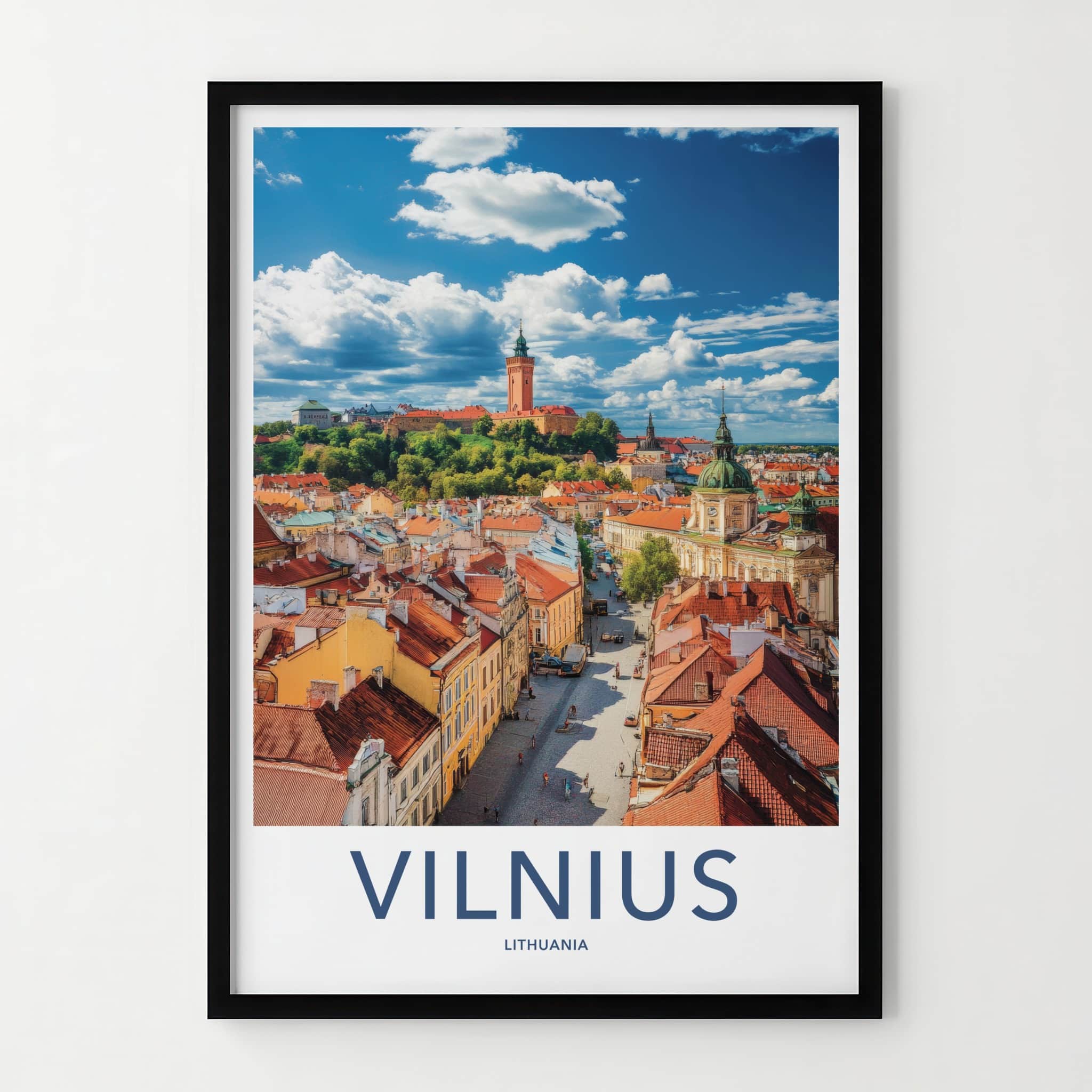 Vilnius Poster - Lithuania Wall Art - Old Town Rooftops Home Decor