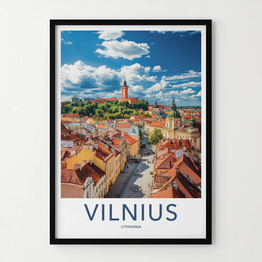 Vilnius Poster - Lithuania Wall Art - Old Town Rooftops Home Decor