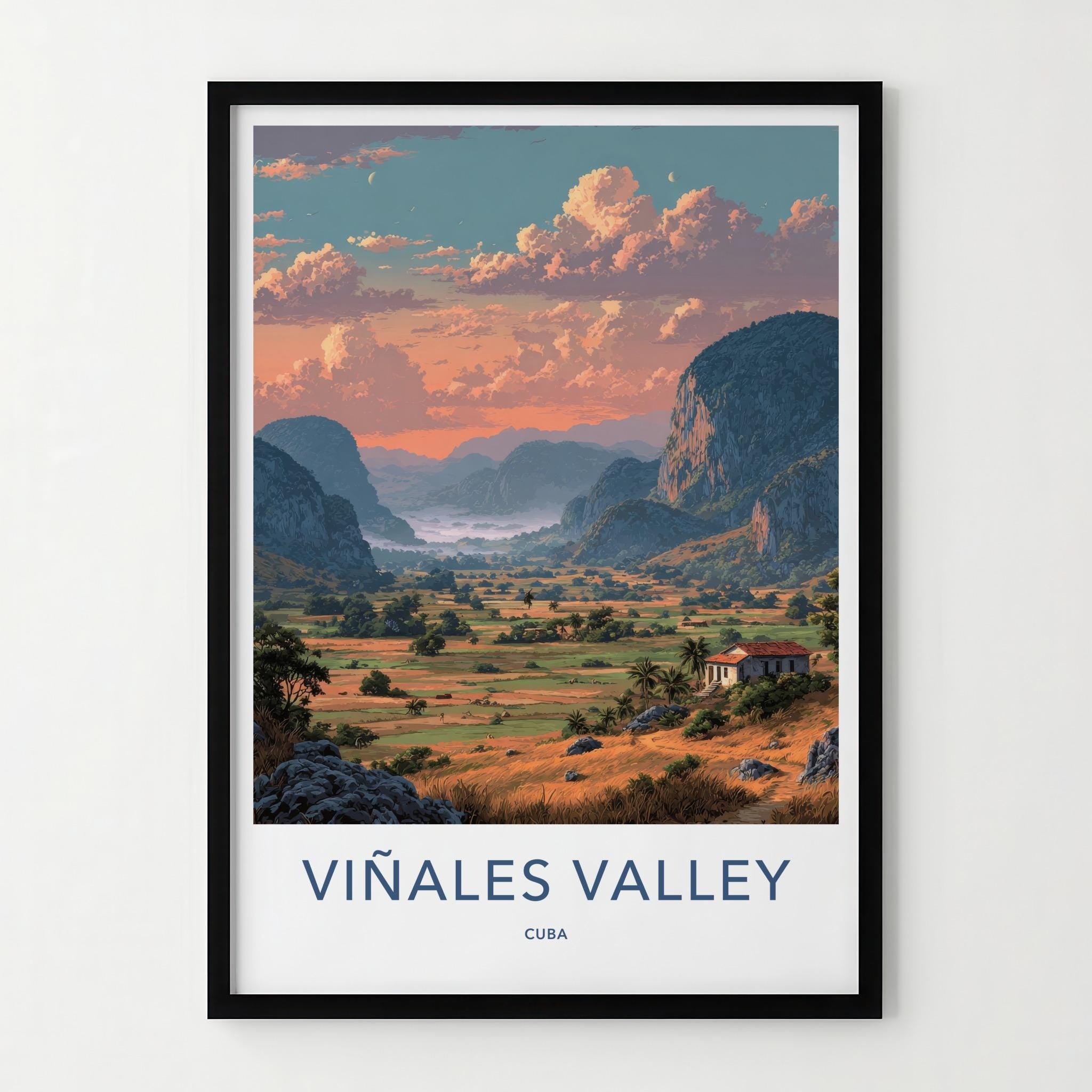 Vinales Valley Poster - Cuba Travel Art - Lush Valley Sunset Home Decor
