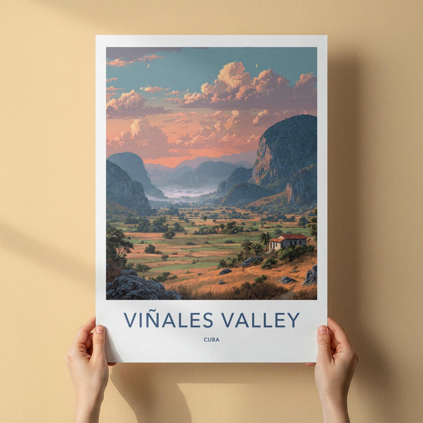 Vinales Valley Poster - Cuba Travel Art - Lush Valley Sunset Home Decor