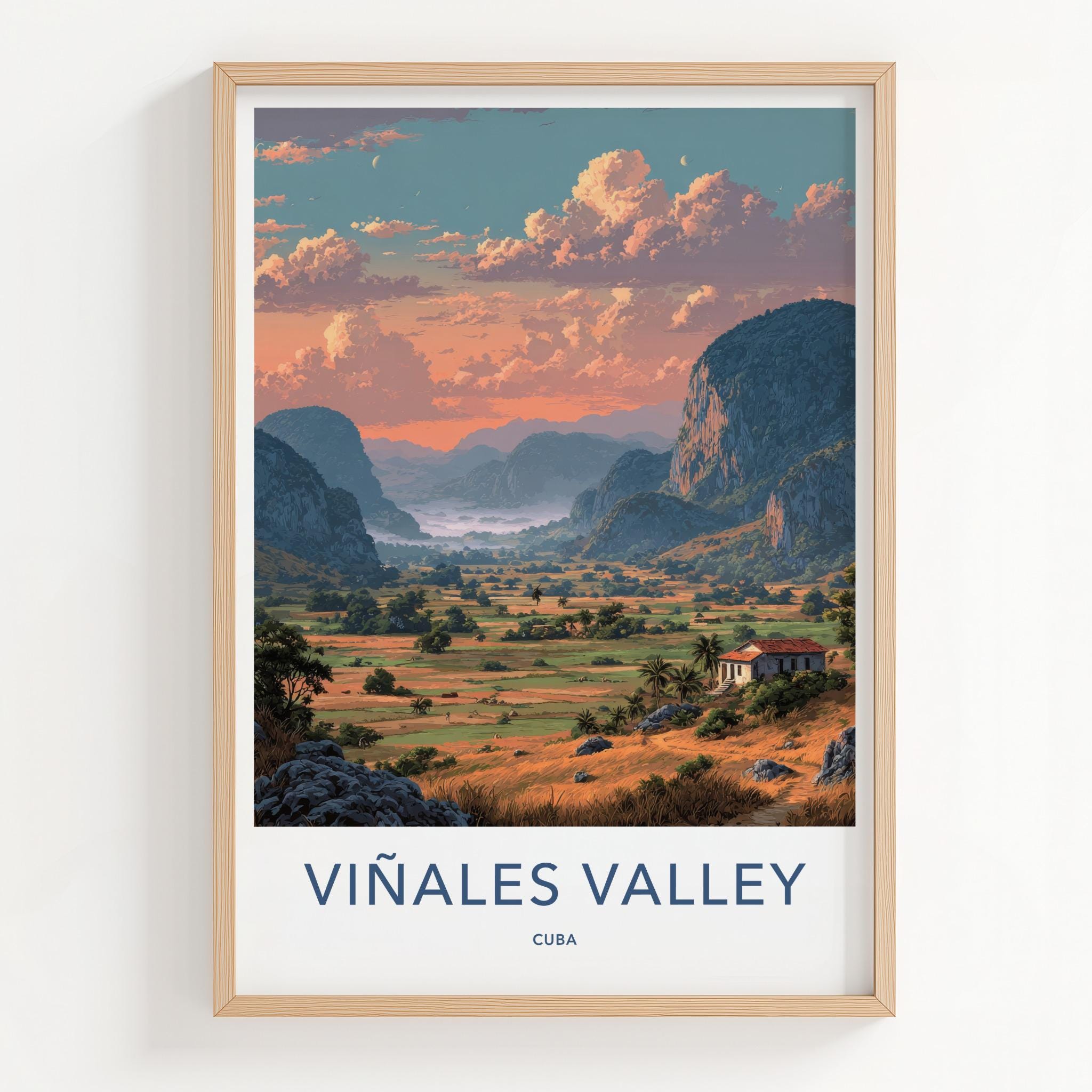 Vinales Valley Poster - Cuba Travel Art - Lush Valley Sunset Home Decor