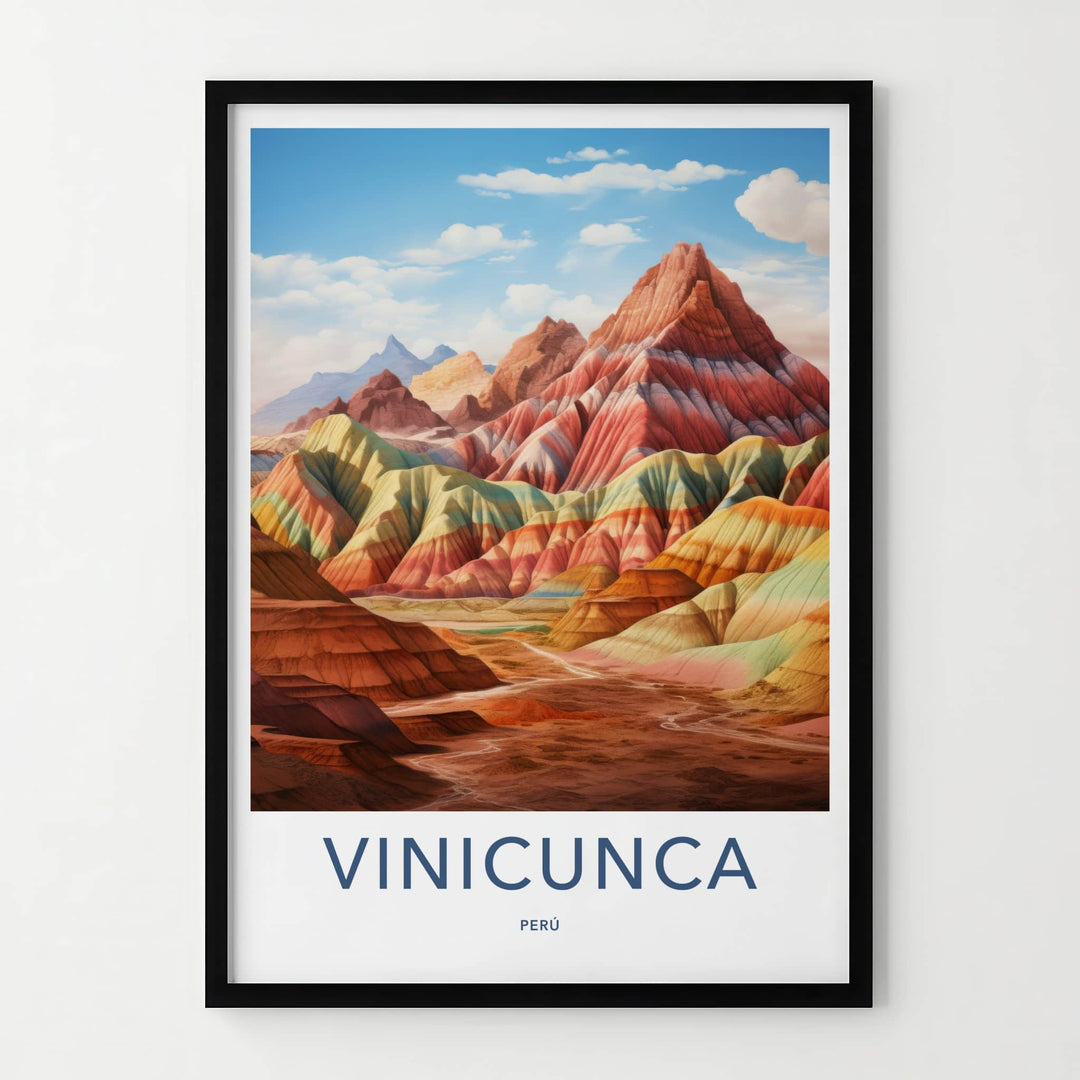 Vinicunca Poster - Peru Travel Art - Rainbow Colored Mountains Home Decor