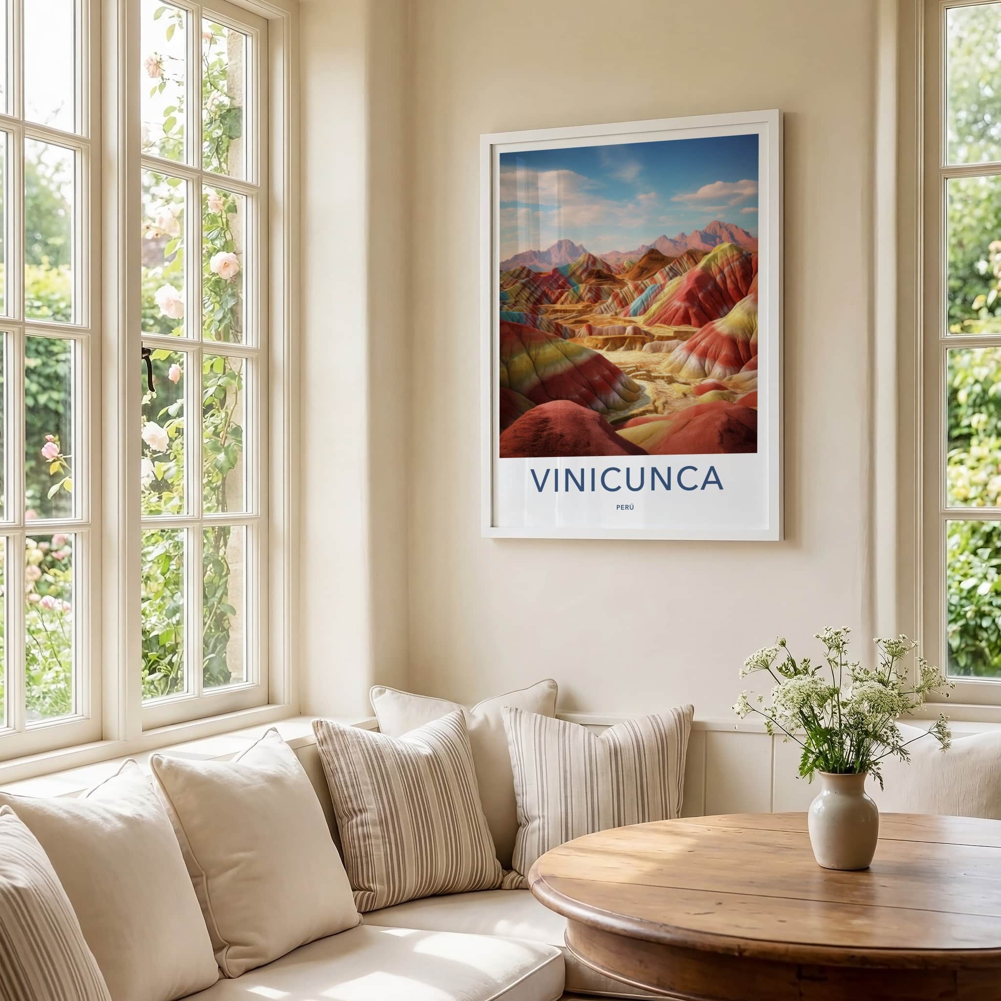Vinicunca Poster - Peru Travel Art - Vivid Rainbow Mountains Home Decor