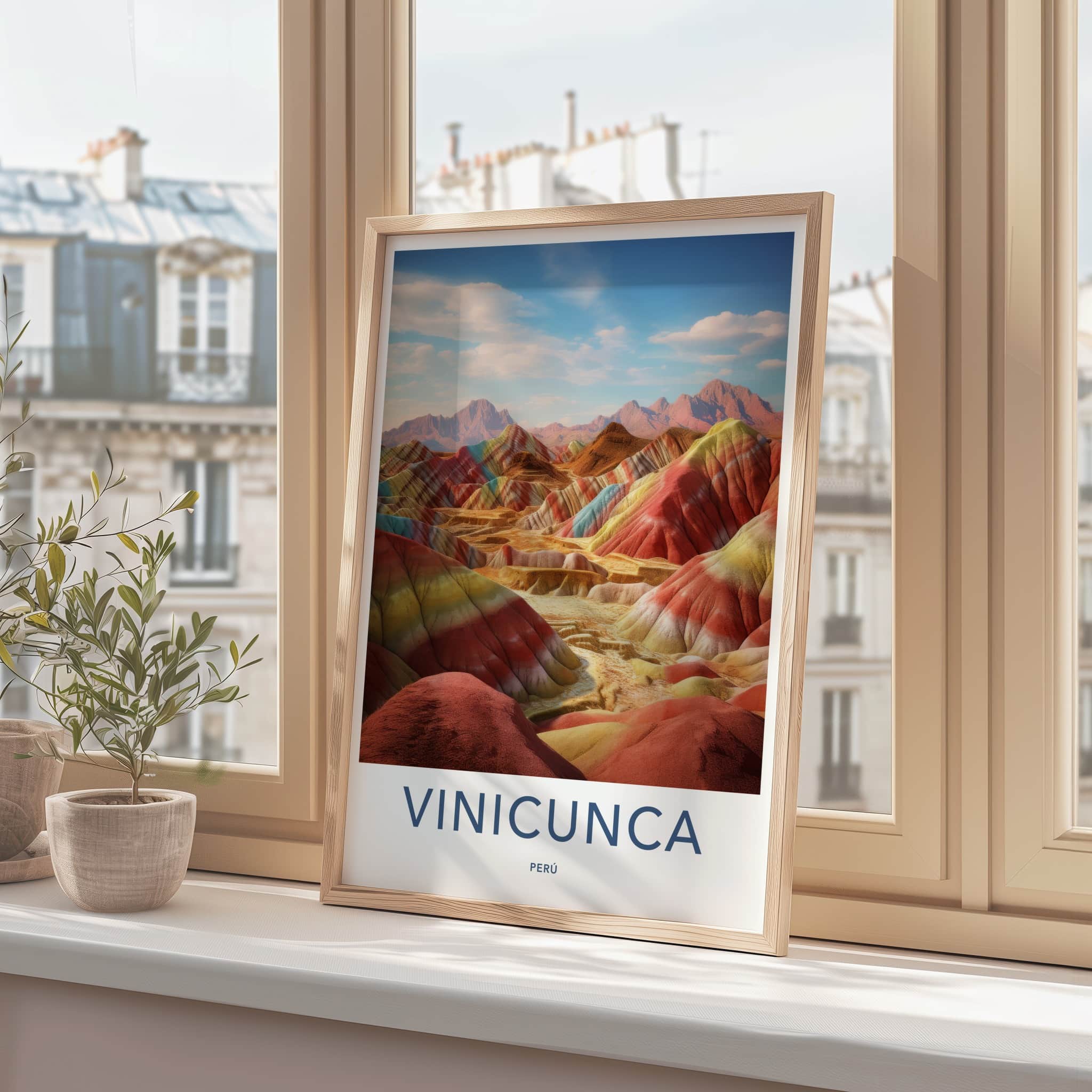 Vinicunca Poster - Peru Travel Art - Vivid Rainbow Mountains Home Decor