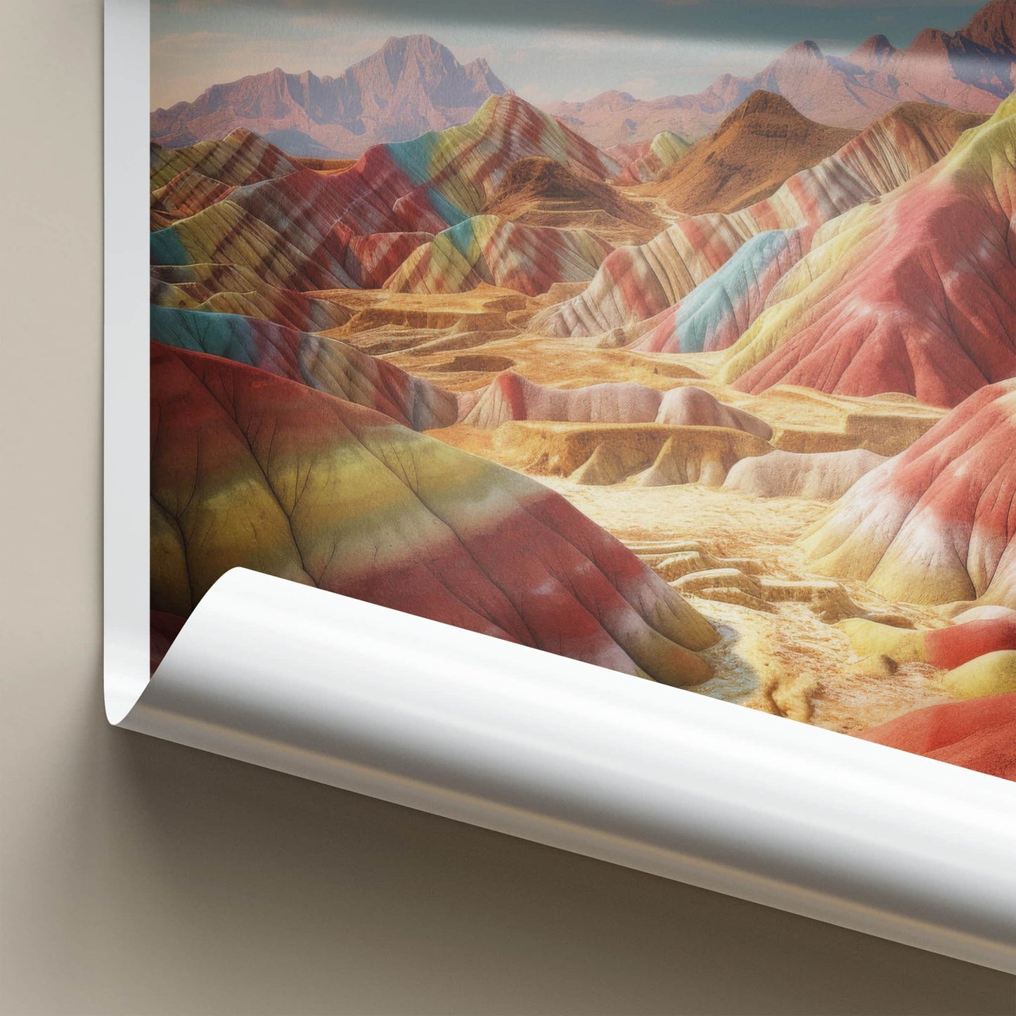 Vinicunca Poster - Peru Travel Art - Vivid Rainbow Mountains Home Decor