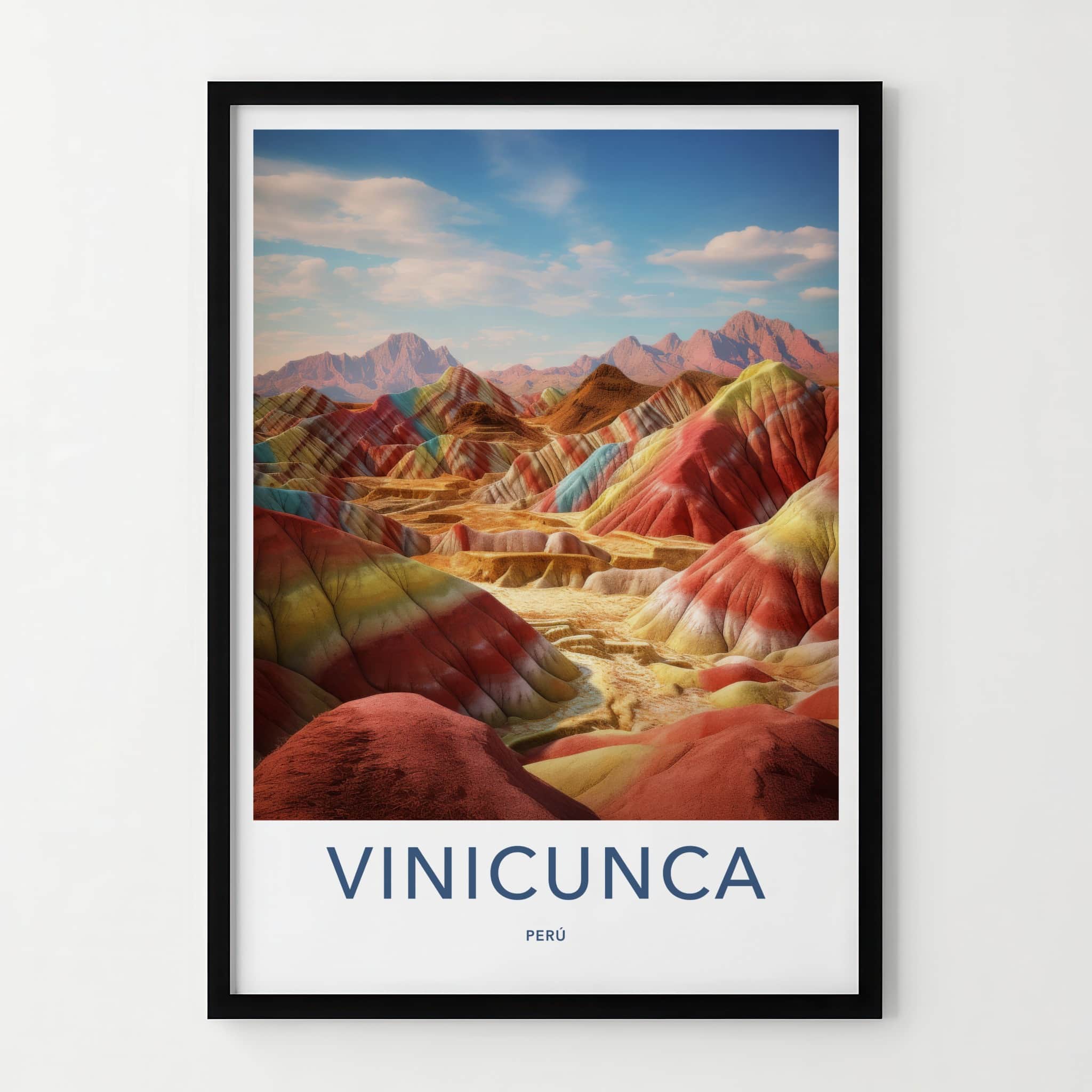 Vinicunca Poster - Peru Travel Art - Vivid Rainbow Mountains Home Decor