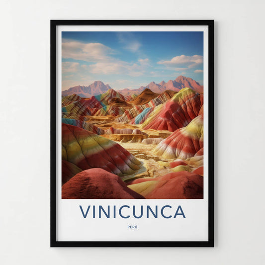 Vinicunca Poster - Peru Travel Art - Vivid Rainbow Mountains Home Decor
