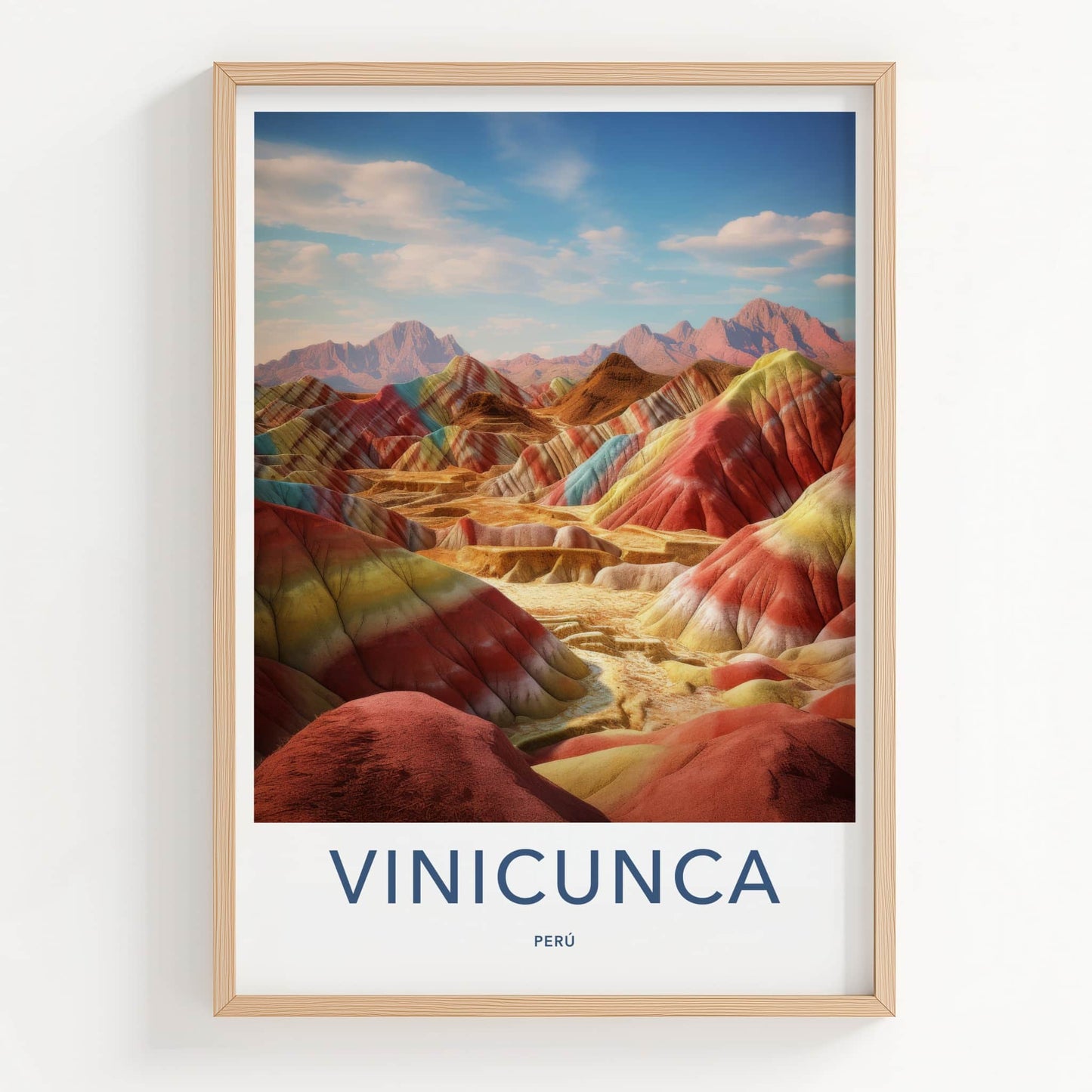 Vinicunca Poster - Peru Travel Art - Vivid Rainbow Mountains Home Decor