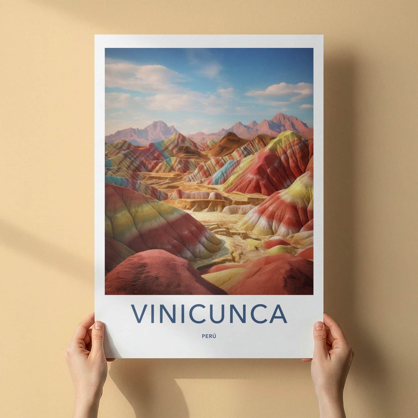 Vinicunca Poster - Peru Travel Art - Vivid Rainbow Mountains Home Decor