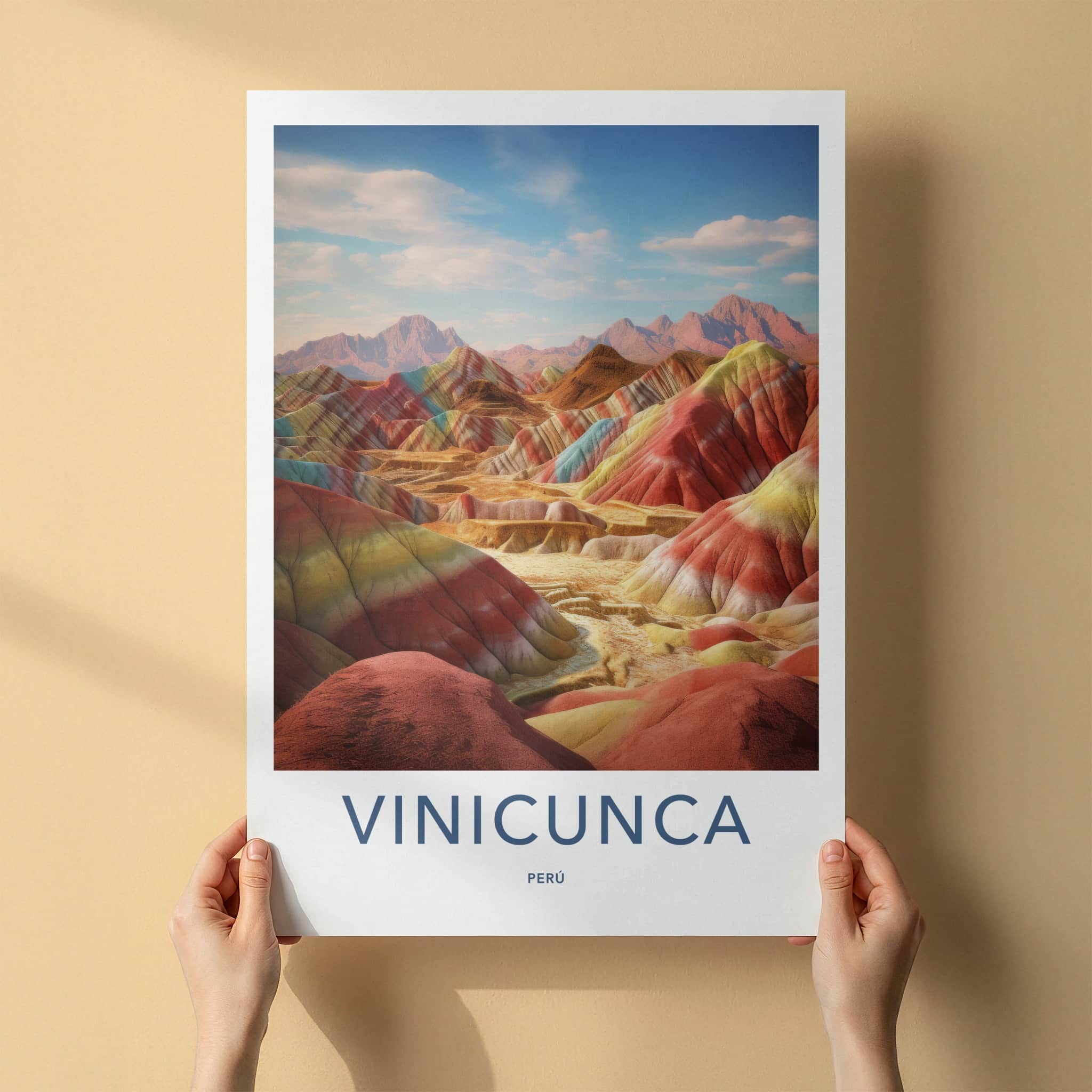 Vinicunca Poster - Peru Travel Art - Vivid Rainbow Mountains Home Decor