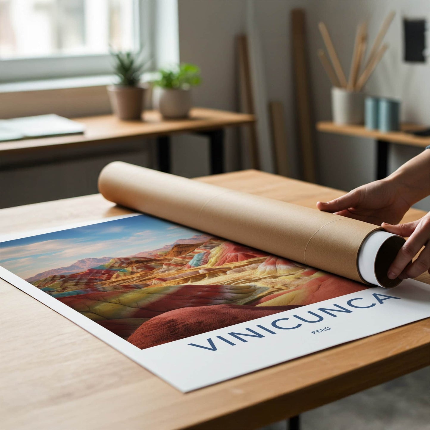 Vinicunca Poster - Peru Travel Art - Vivid Rainbow Mountains Home Decor