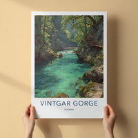 Vintgar Gorge Poster - Slovenia Art Print - Turquoise River Path Wall Decor