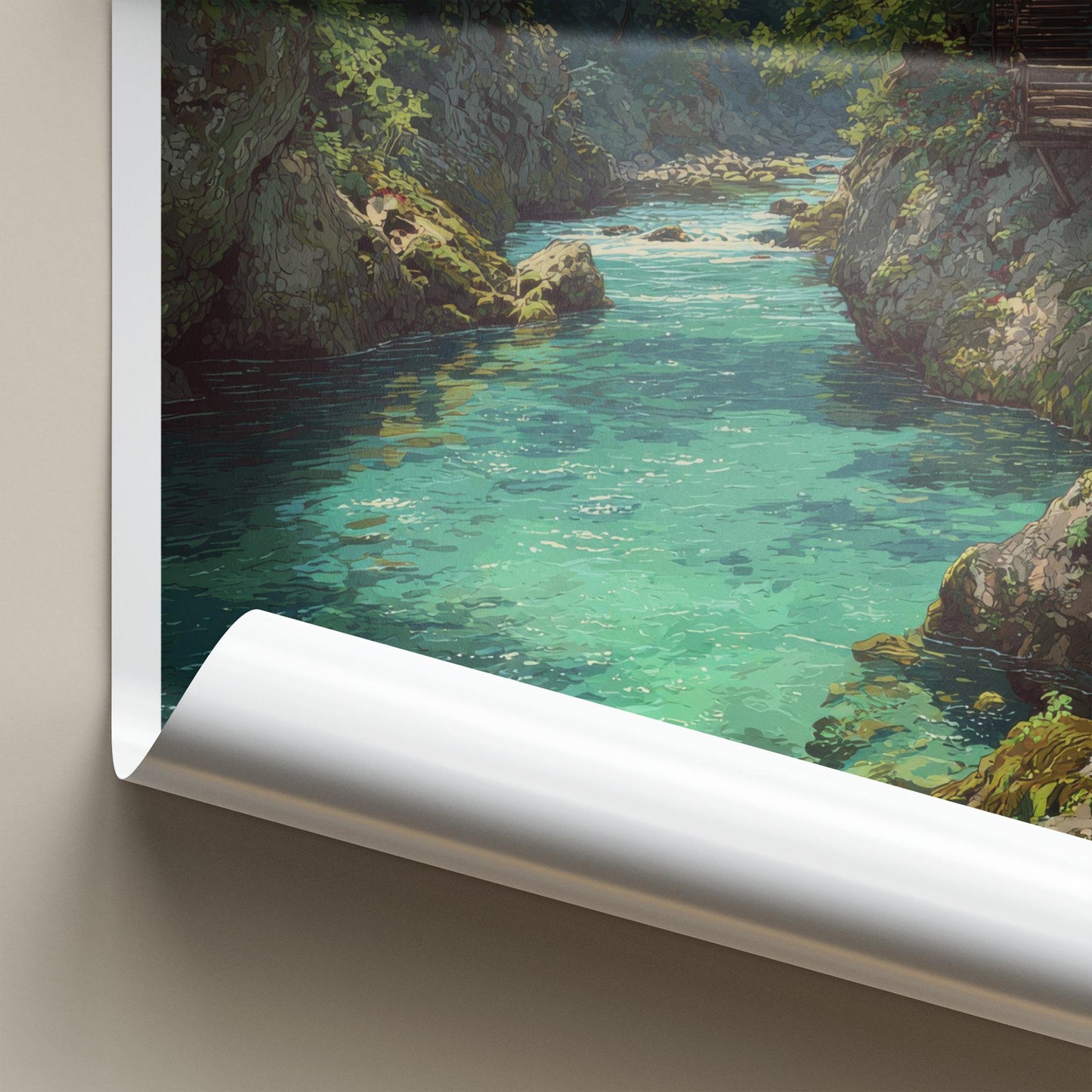 Vintgar Gorge Poster - Slovenia Art Print - Turquoise River Path Wall Decor