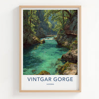 Vintgar Gorge Poster - Slovenia Art Print - Turquoise River Path Wall Decor