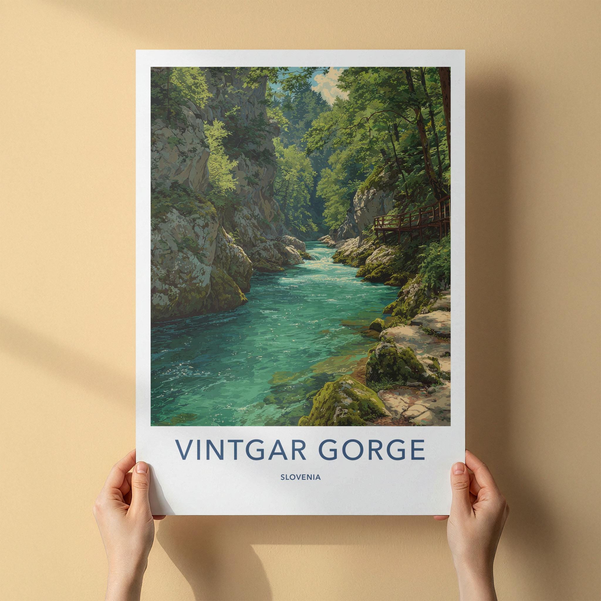 Vintgar Gorge Poster - Slovenia Travel Art - Emerald River Gorge Home Decor