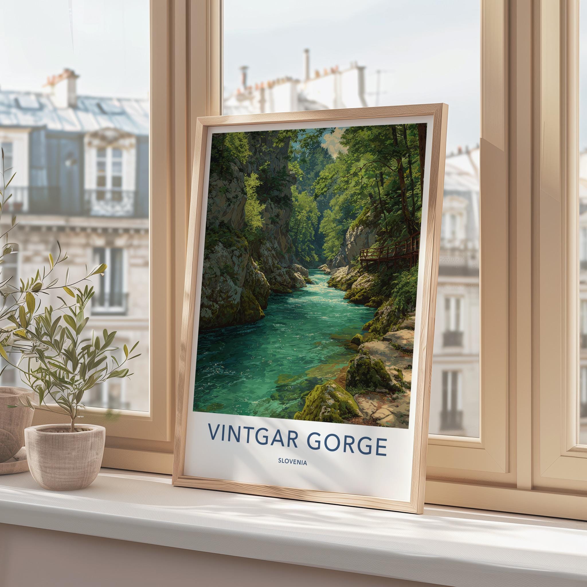 Vintgar Gorge Poster - Slovenia Travel Art - Emerald River Gorge Home Decor