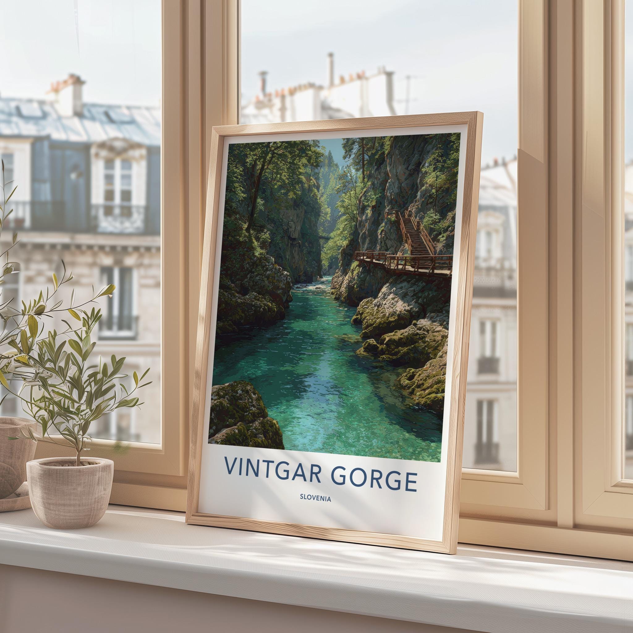 Vintgar Gorge Poster - Slovenia Travel Art - Emerald River Path Home Decor