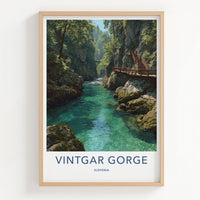 Vintgar Gorge Poster - Slovenia Travel Art - Emerald River Path Home Decor