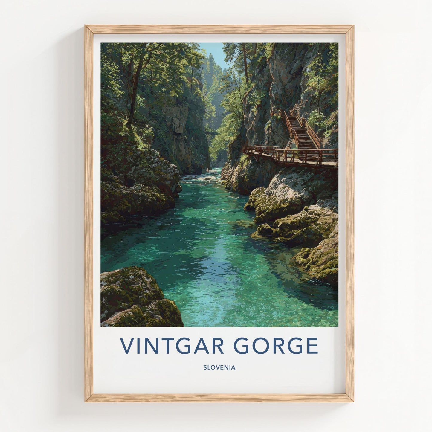 Vintgar Gorge Poster - Slovenia Travel Art - Emerald River Path Home Decor