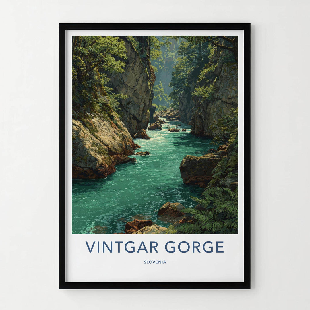 Vintgar Gorge Poster - Slovenia Travel Art - Emerald Water Canyon Home Decor