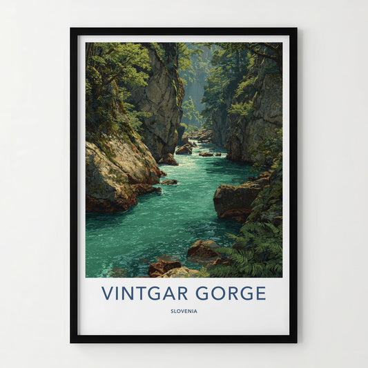 Vintgar Gorge Poster - Slovenia Travel Art - Emerald Water Canyon Home Decor