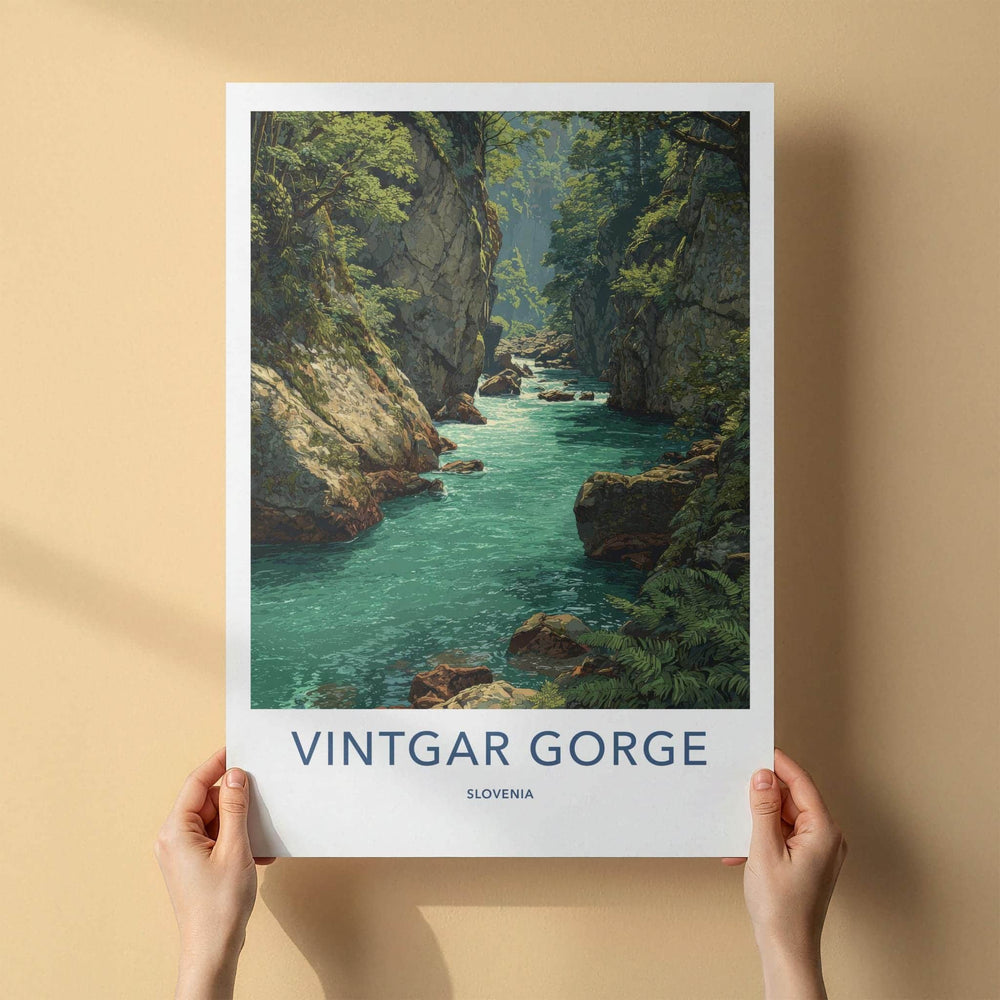 Vintgar Gorge Poster - Slovenia Travel Art - Emerald Water Canyon Home Decor