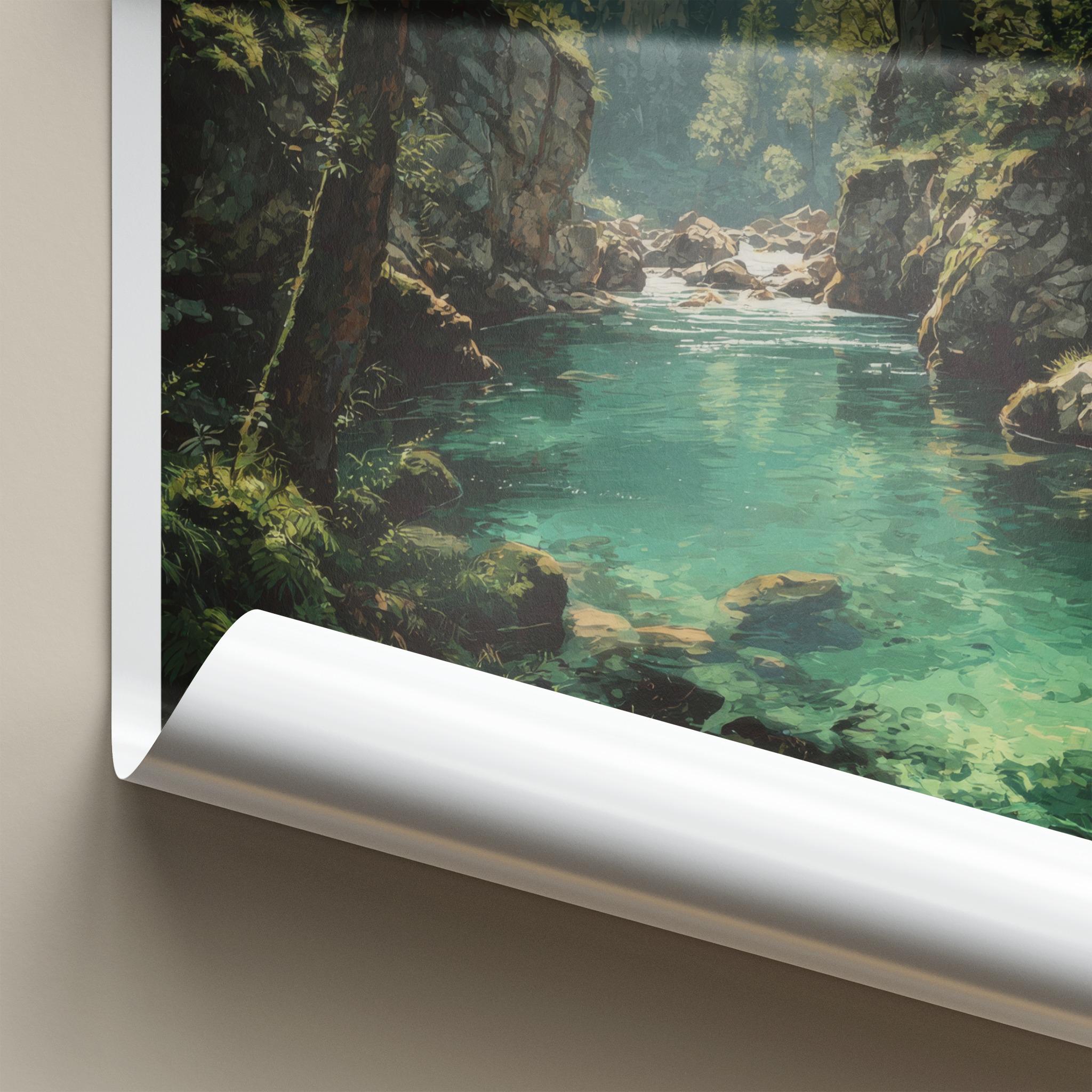 Vintgar Gorge Poster - Slovenia Travel Art - Emerald Water Flow Wall Decor