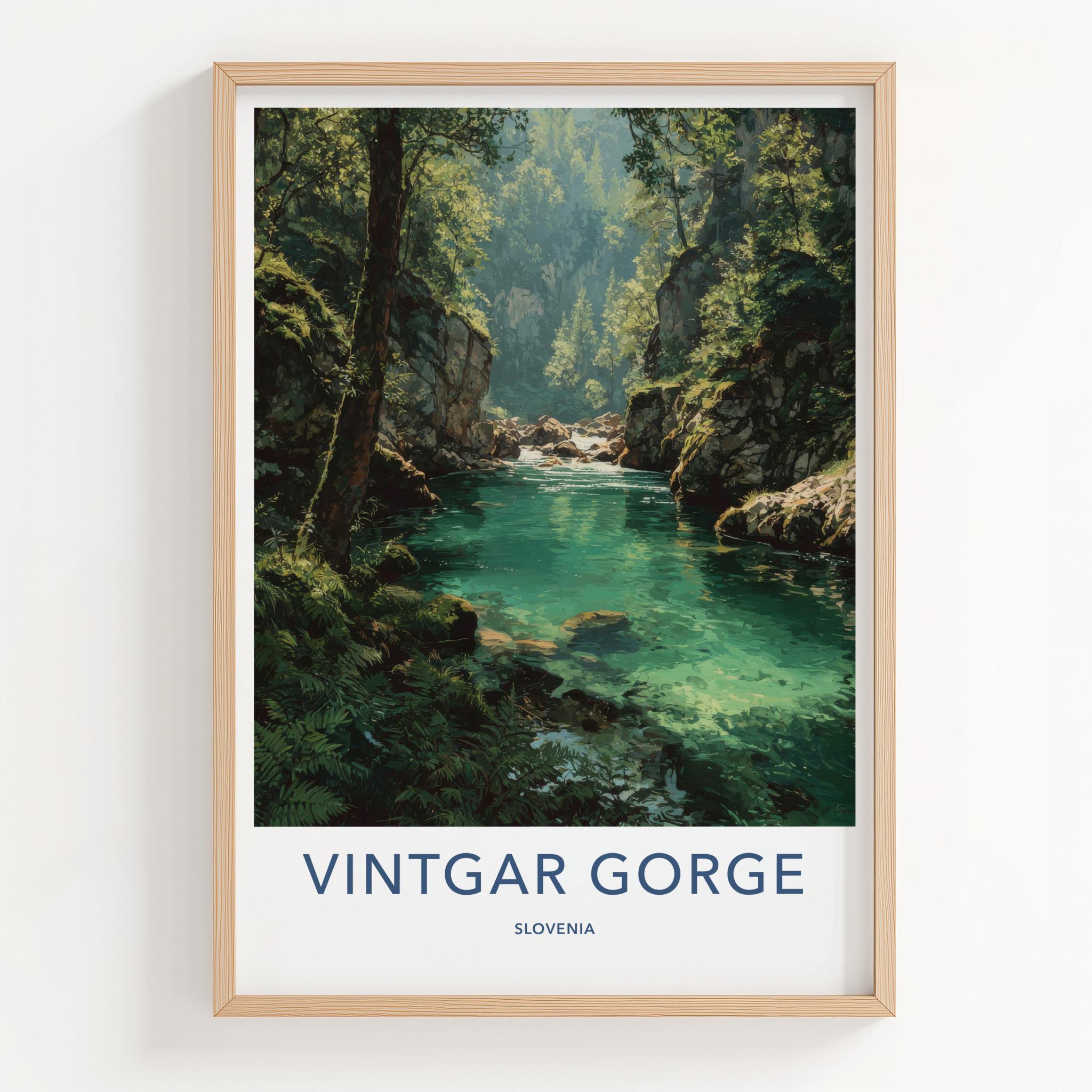 Vintgar Gorge Poster - Slovenia Travel Art - Emerald Water Flow Wall Decor