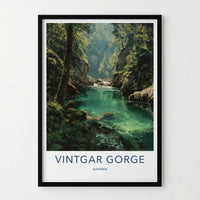 Vintgar Gorge Poster - Slovenia Travel Art - Emerald Water Flow Wall Decor
