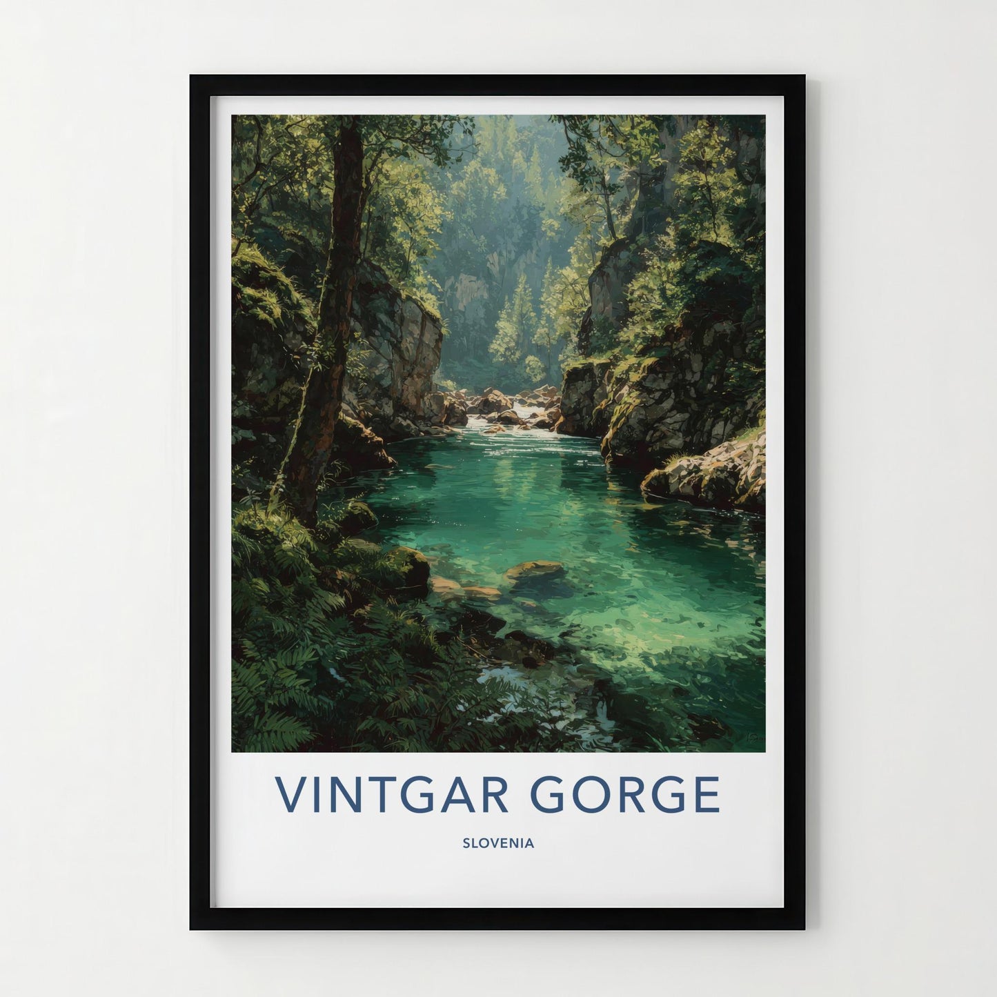 Vintgar Gorge Poster - Slovenia Travel Art - Emerald Water Flow Wall Decor