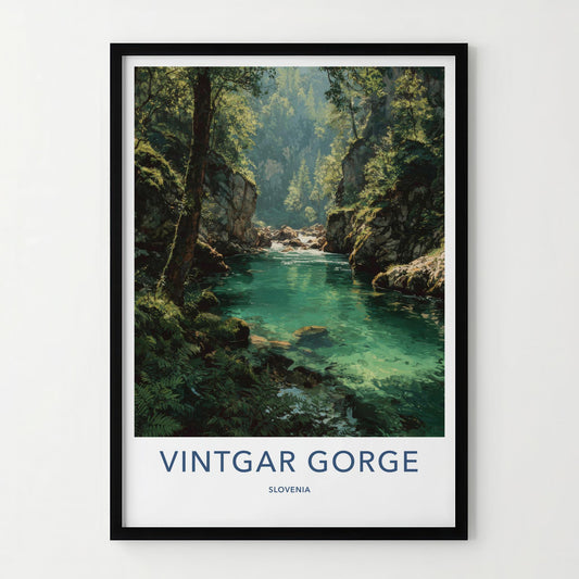 Vintgar Gorge Poster - Slovenia Travel Art - Emerald Water Flow Wall Decor