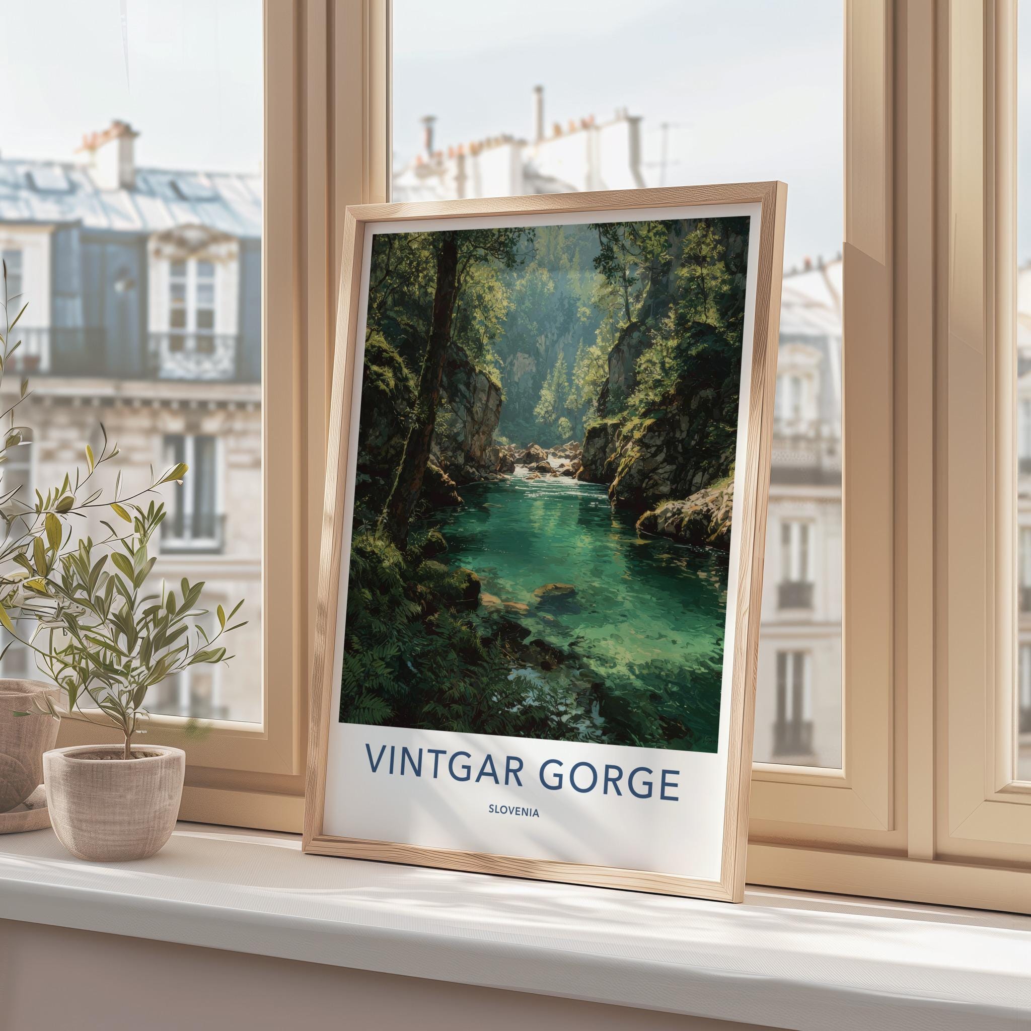 Vintgar Gorge Poster - Slovenia Travel Art - Emerald Water Flow Wall Decor