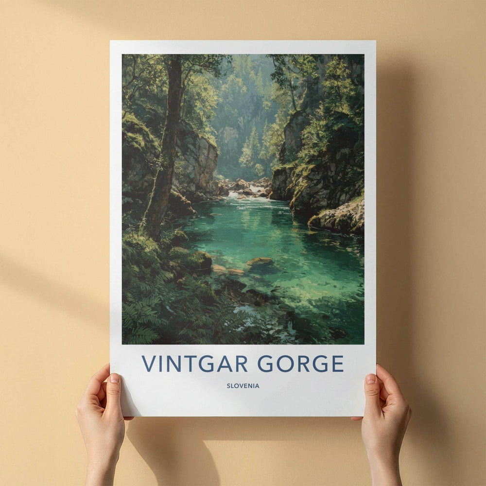 Vintgar Gorge Poster - Slovenia Travel Art - Emerald Water Flow Wall Decor