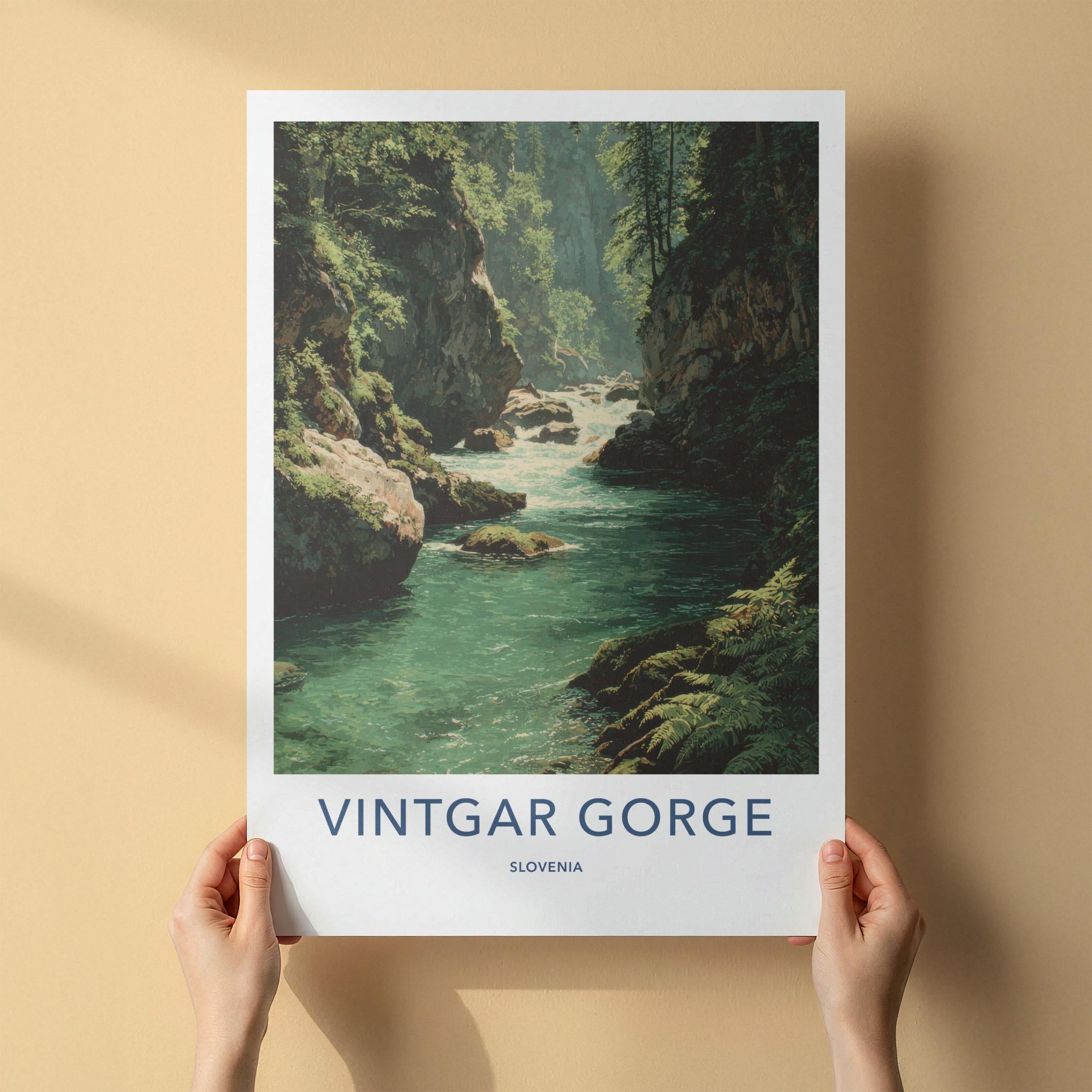Vintgar Gorge Poster - Slovenia Travel Print - Emerald Gorge Flow Wall Decor